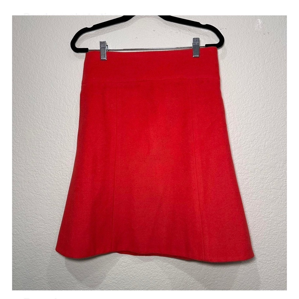 J Crew Red A Line Wool Blend Skirt Size 0 Career Office Party